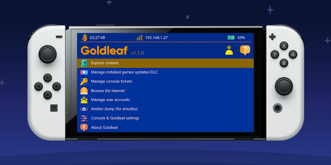 Goldleaf 1.1.0 disponible para Nintendo Switch